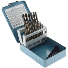 Import - 1/16 to 3/8", 135° Point, Oxide/Gold Finish, High Speed Steel Jobber Length Drill Bit Set - Top Tool & Supply