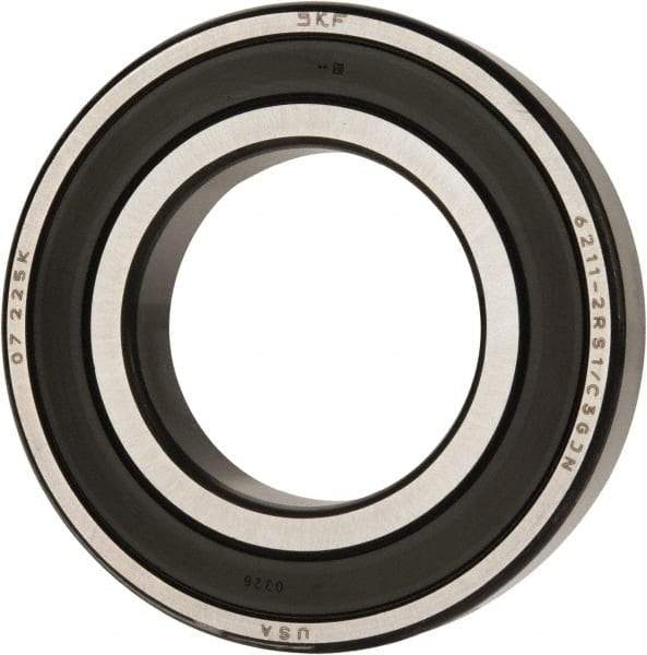 SKF - 55mm Bore Diam, 100mm OD, Double Seal Deep Groove Radial Ball Bearing - 21mm Wide, 1 Row, Round Bore, 29,000 Nm Static Capacity, 46,200 Nm Dynamic Capacity - Top Tool & Supply