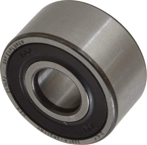 SKF - 12mm Bore Diam, 32mm OD, Double Seal Angular Contact Radial Ball Bearing - 15.9mm Wide, 2 Rows, Round Bore, 5,600 Lb Static Capacity, 10,100 Lb Dynamic Capacity - Top Tool & Supply