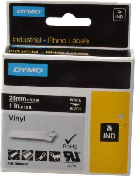 Dymo - 1" Wide x 216" Long, Black Vinyl Label Printer Cartridge - For RHINO 6000, 6500 - Top Tool & Supply