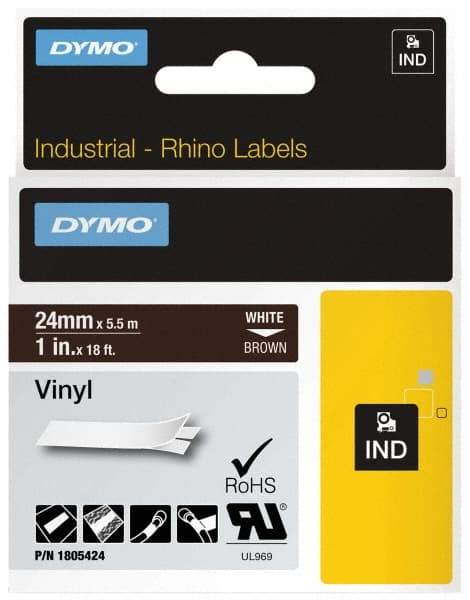 Dymo - 1" Wide x 216" Long, Brown Vinyl Label Printer Cartridge - For RHINO 6000, 6500 - Top Tool & Supply