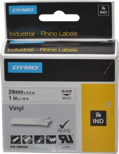 Dymo - 1" Wide x 216" Long, White Vinyl Label Printer Cartridge - For RHINO 6000, 6500 - Top Tool & Supply