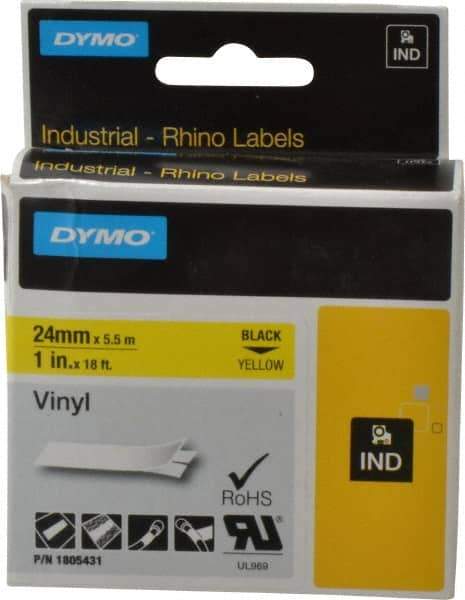 Dymo - 1" Wide x 216" Long, Yellow Vinyl Label Printer Cartridge - For RHINO 6000, 6500 - Top Tool & Supply