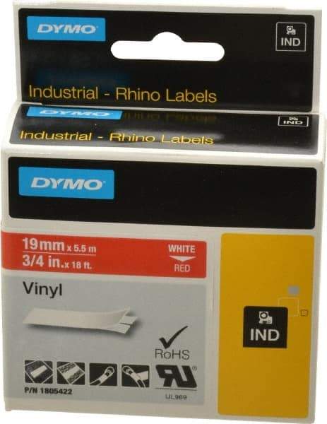 Dymo - 3/4" Wide x 216" Long, Red Vinyl Label Printer Cartridge - For RHINO 4200, 5200, 6000, 6500 - Top Tool & Supply