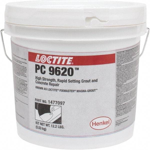 Loctite - 128 Fluid Ounce Container, Gray, Tub Magnesium Phosphate Construction Adhesive - Series Magna-Grout, 15 to 22 min Fixture Time, Indoor, Outdoor - Top Tool & Supply