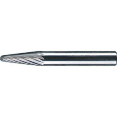 PFERD - 1/4" Cut Diam, 1/4" Shank Diam, 14° Taper Head Single Cut Burr - Tungsten Carbide, 5/8" LOC, 1-15/16" OAL - Top Tool & Supply