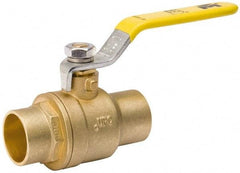 Value Collection - 1/2" Pipe, Full Port, Brass Packing Gland Ball Valve - Inline - Two Way Flow, C x C Ends, Lever Handle, 600 WOG, 150 WSP - Top Tool & Supply