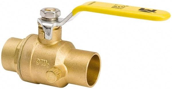 Value Collection - 3/4" Pipe, Full Port, Brass Side Drain Ball Valve - Inline - Two Way Flow, C x C Ends, Lever Handle, 500 WOG, 150 WSP - Top Tool & Supply