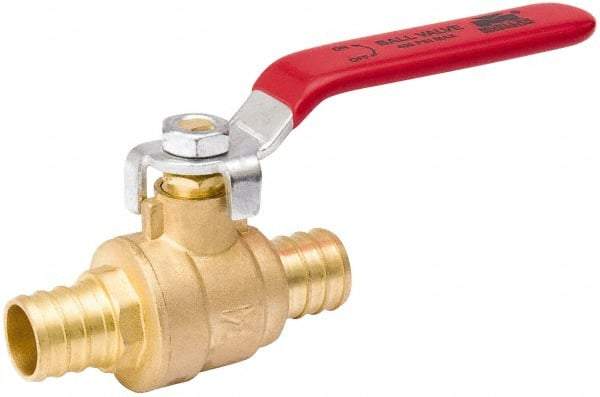 Value Collection - 3/4" Pipe, Full Port, Brass Standard Ball Valve - Inline - Two Way Flow, Pex Ends, Lever Handle, 600 WOG, 150 WSP - Top Tool & Supply