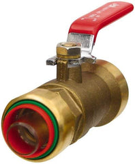 Value Collection - 1" Pipe, Full Port, Brass Standard Ball Valve - Inline - Two Way Flow, Push Fit Ends, Lever Handle, 200 WOG, 150 WSP - Top Tool & Supply