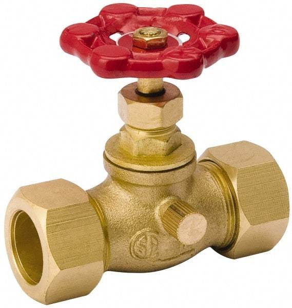 Value Collection - 3/4" Pipe, 125 psi WOG Rating, Brass Stop & Waste Valve - Lobe Type Handle, Comp End Connections, Use with Water, Oil, Air - Top Tool & Supply