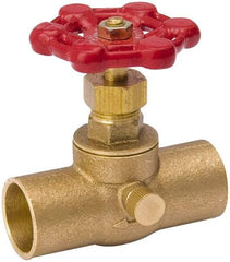 Value Collection - 3/4" Pipe, 125 psi WOG Rating, Brass Stop & Waste Valve - Lobe Type Handle, C x C End Connections, Use with Water, Oil, Air - Top Tool & Supply