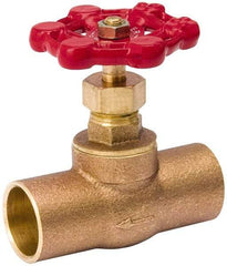 Value Collection - 3/4" Pipe, 125 psi WOG Rating, Brass, Stop Valve - Lobe Type Handle, C x C End Connections, Use with Water, Oil, Air - Top Tool & Supply