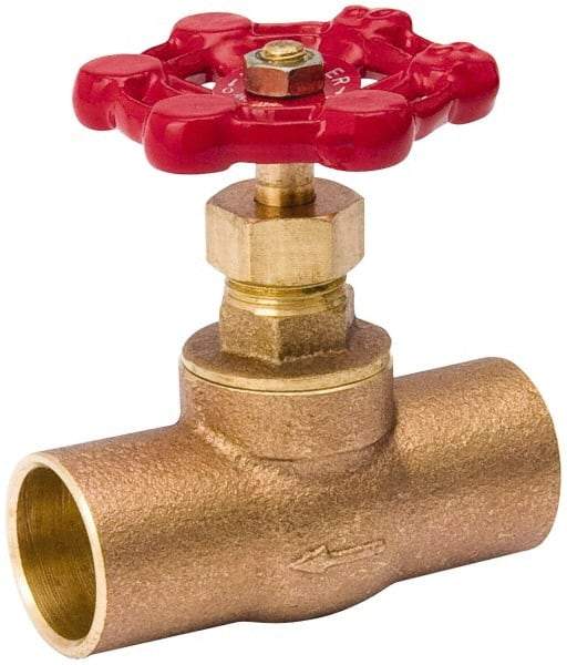 Value Collection - 1/2" Pipe, 125 psi WOG Rating, Brass, Stop Valve - Lobe Type Handle, C x C End Connections, Use with Water, Oil, Air - Top Tool & Supply