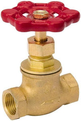 Value Collection - 3/4" Pipe, 125 psi WOG Rating, Brass, Stop Valve - Lobe Type Handle, IPS End Connections, Use with Water, Oil, Air - Top Tool & Supply