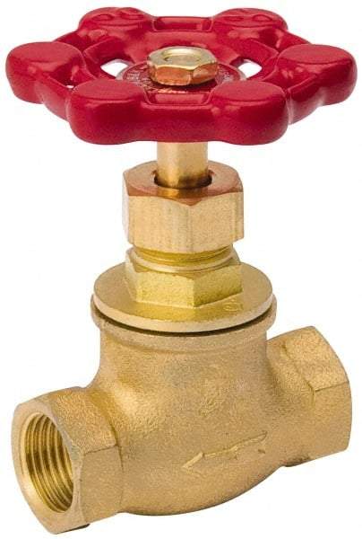 Value Collection - 1/2" Pipe, 125 psi WOG Rating, Brass, Stop Valve - Lobe Type Handle, IPS End Connections, Use with Water, Oil, Air - Top Tool & Supply