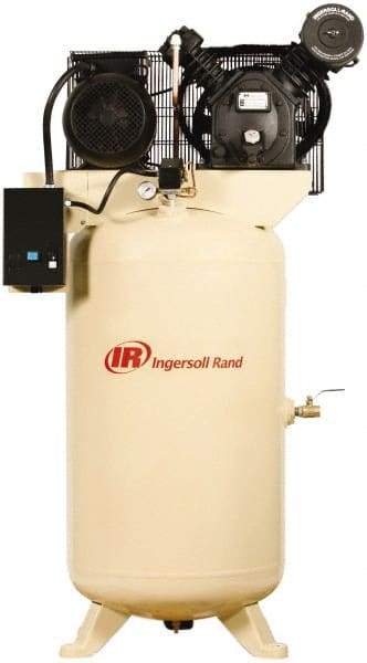 Ingersoll-Rand - 7.5 hp, 80 Gal Stationary Electric Vertical Air Compressor - Three Phase, 175 Max psi, 24 CFM, 460 Volt - Top Tool & Supply