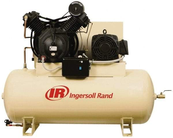 Ingersoll-Rand - 15 hp, 120 Gal Stationary Electric Horizontal Screw Air Compressor - Three Phase, 175 Max psi, 50 CFM, 460 Volt - Top Tool & Supply