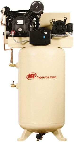 Ingersoll-Rand - 7.5 hp, 80 Gal Stationary Electric Vertical Air Compressor - Three Phase, 175 Max psi, 24 CFM, 460 Volt - Top Tool & Supply