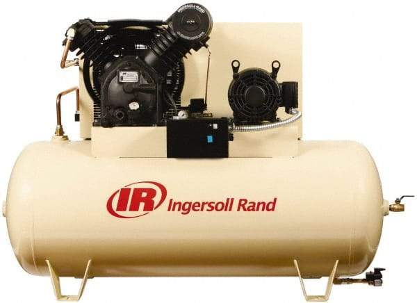 Ingersoll-Rand - 10 hp, 120 Gal Stationary Electric Horizontal Screw Air Compressor - Three Phase, 175 Max psi, 35 CFM, 460 Volt - Top Tool & Supply