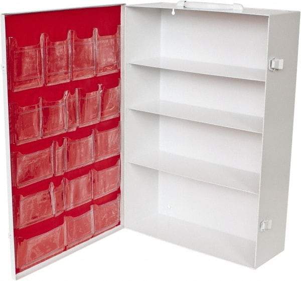 Medique - 15-1/8 Inch Wide x 5-1/8 Inch Deep x 21-1/8 Inch High, Fixed Industrial Empty First Aid Cabinet - Metal, Horizontal, 4 Shelves, White - Top Tool & Supply