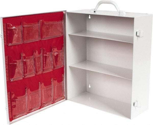 Medique - 15-3/4 Inch Wide x 5-3/8 Inch Deep x 16-3/4 Inch High, Fixed Industrial Empty First Aid Cabinet - Metal, Horizontal, 3 Shelves, White - Top Tool & Supply