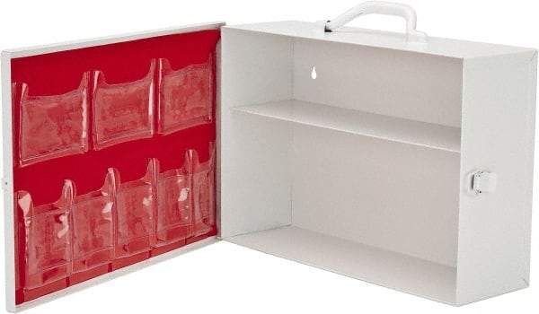 Medique - 15-1/4 Inch Wide x 4-3/4 Inch Deep x 10-1/4 Inch High, Fixed Industrial Empty First Aid Cabinet - Metal, Horizontal, 2 Shelves, White - Top Tool & Supply