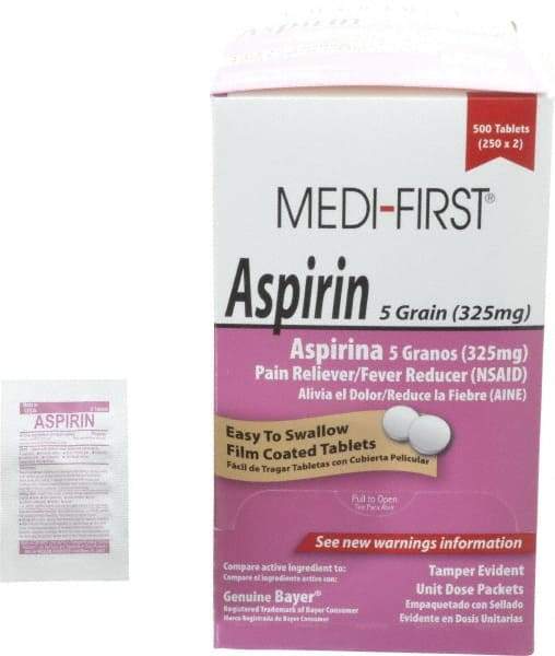 Medique - Medi-First Aspirin Tablets - Headache & Pain Relief - Top Tool & Supply