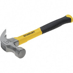 Stanley - 20 oz Head, Straight Rip Claw Hammer - 12.8" OAL, Steel Head, 1.18" Face Diam, Smooth Face, Fiberglass Handle with Grip - Top Tool & Supply