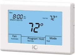 iO HVAC Controls - 41 to 122°F, Heat Pump (3 Heat, 2 Cool), Multi-Stage (2 Heat, 2 Cool), Digital Touchscreen Programmable Thermostat - 24 Volts, 1-1/4" Inside Depth x 3-3/4" Inside Height x 5-3/4" Inside Width, 2 Screw Mount, SPDT Switch - Top Tool & Supply