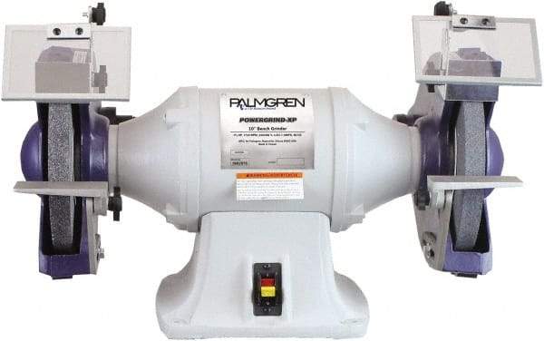 Palmgren - 10" Wheel Diam x 1" Wheel Width, 1-1/2 hp Grinder - 1" Arbor Hole Diam, 1 Phase, 1,725 Max RPM, 115/230 Volts - Top Tool & Supply