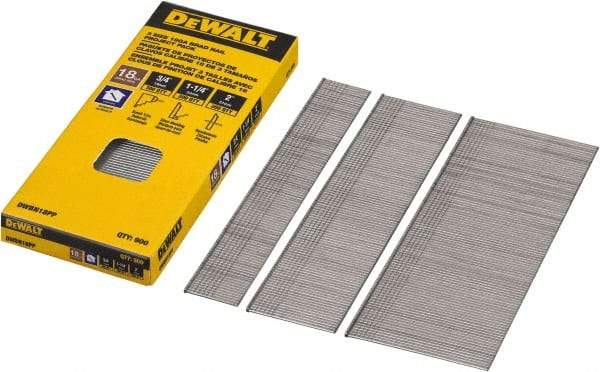 DeWALT - 18 Gauge 2" Long Brad Nails for Power Nailers - Steel, Bright Finish, Smooth Shank, Angled Stick Collation, Round Head, Chisel Point - Top Tool & Supply