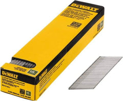 DeWALT - 15 Gauge 1-1/2" Long Finishing Nails for Power Nailers - Steel, Bright Finish, Smooth Shank, Angled Stick Collation, Round Head, Chisel Point - Top Tool & Supply