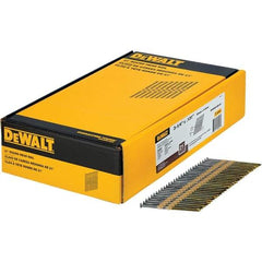 DeWALT - 9 Gauge 3-1/4" Long Framing Nails for Power Nailers - Steel, Bright Finish, Smooth Shank, Angled Stick Collation, Round Head - Top Tool & Supply