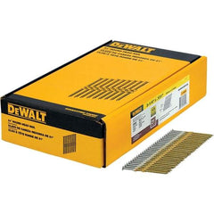 DeWALT - 9 Gauge 3-1/4" Long Framing Nails for Power Nailers - Steel, Galvanized Finish, Smooth Shank, Angled Stick Collation, Round Head - Top Tool & Supply