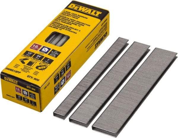 DeWALT - 1/2" Long x 0.05" Wide, 18 Gauge Crowned Construction Staple - Steel, Galvanized Finish, Chisel Point - Top Tool & Supply