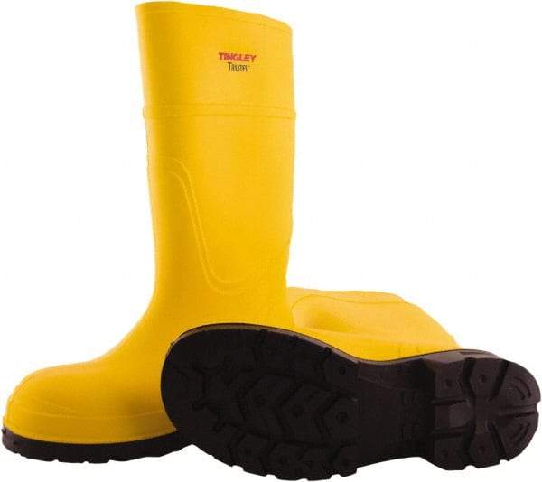 Tingley - Unisex Size 13 Medium Width Steel Knee Boot - Yellow, Navy, Polyurethane Upper, Polyurethane Outsole, 15" High, Pull-On - Top Tool & Supply