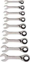 Blackhawk by Proto - 13 Piece, 6mm to 19mm, Stubby Ratcheting Combination Wrench Set - Metric Measurement Standard, Chrome Finish, Canvas Roll - Top Tool & Supply