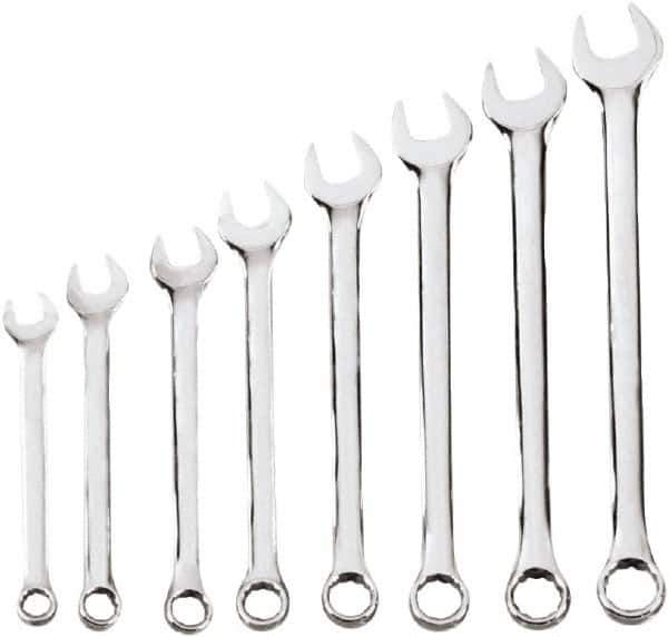 Blackhawk by Proto - 8 Piece, 1/4" to 11/16", 6, 12 Point Combination Wrench Set - Inch Measurement Standard, Chrome Finish, Comes in Case - Top Tool & Supply