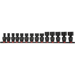 Blackhawk by Proto - 14 Piece 1/2" Drive Impact Socket Set - 6 Points, 7/16" to 1-1/4" Range, Inch Measurement Standard - Top Tool & Supply