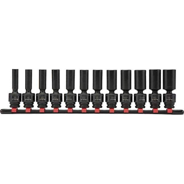 Blackhawk by Proto - 12 Piece 3/8" Drive Deep Well Impact Socket Set - 6 Points, 8mm to 19mm Range, Metric Measurement Standard - Top Tool & Supply