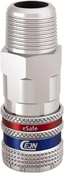 CEJN - 3/8 Male NPT European High Flow Pneumatic Hose Safety Coupler - Steel/Brass, 3/8" Body Diam - Top Tool & Supply