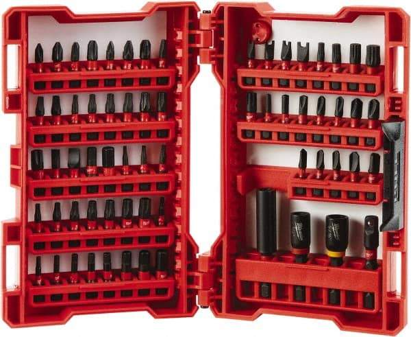 Milwaukee Tool - 65 Piece, Magnetic Bit Holder - 5/64 to 1/4" Hex, #1 to #3, Drilling/Screwdriving Utility Accessory Set Kit, 1/4" Hex Drive, Phillips, Slotted, Torx, Square Point - Top Tool & Supply