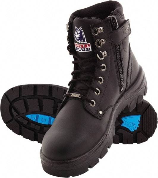 Steel Blue - Men's Size 14 Wide Width Steel Work Boot - Black, Leather Upper, TPU Outsole, 6" High, Lace-Up, Side Zip - Top Tool & Supply