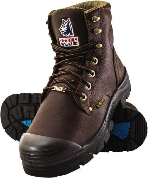 Steel Blue - Men's Size 9 Medium Width Steel Work Boot - Oak, Leather Upper, TPU Outsole, 6" High, Lace-Up - Top Tool & Supply