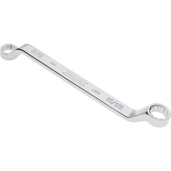 Proto - 5/8 x 11/16" 12 Point Box Wrench - Double End, 29/32" Head Diam x 1" Head Thickness, 9-3/4" OAL, Steel, Polished Finish, 15° Offset - Top Tool & Supply