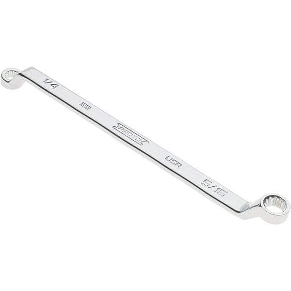 Proto - 1/4" x 5/16" 12 Point Box Wrench - Double End, 13/32" Head Diam x 15/32" Head Thickness, 6-19/32" OAL, Steel, Polished Finish, 15° Offset - Top Tool & Supply