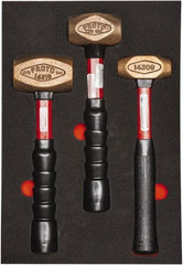 Proto - 3 Piece, 2-5/8, 1-1/2, 1 Lb Head Weight, Dead Blow Hammer Set - 12" OAL, Fiberglass Handles - Top Tool & Supply