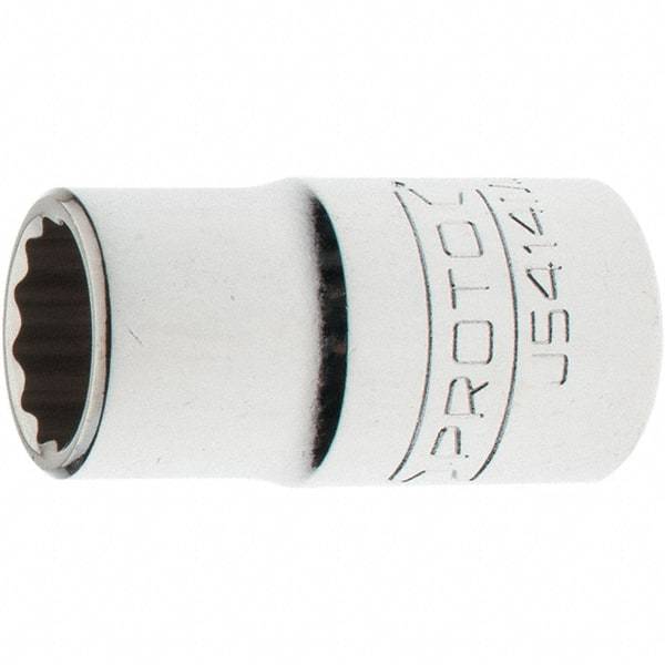 Proto - 1/2" Drive, Standard Hand Socket - 12 Points, 1-5/8" OAL, Steel, Chrome Finish - Top Tool & Supply