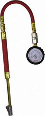 Milton - 0 to 160 psi Dial Straight Foot Dual Head Tire Pressure Gauge - 9' Hose Length, 5 psi Resolution - Top Tool & Supply